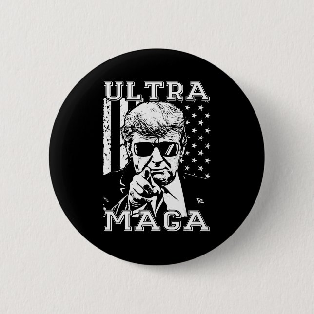 Chapa Redonda De 5 Cm Ultra MAGA Divertido Anti Biden Bandera Estadounid (Anverso)