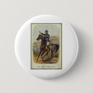 Chapa Redonda De 5 Cm Ulysses S. Grant A Caballo
