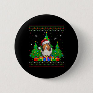 Chapa Redonda De 5 Cm Un árbol de navidad muy dulce Santa Hat Shetland E