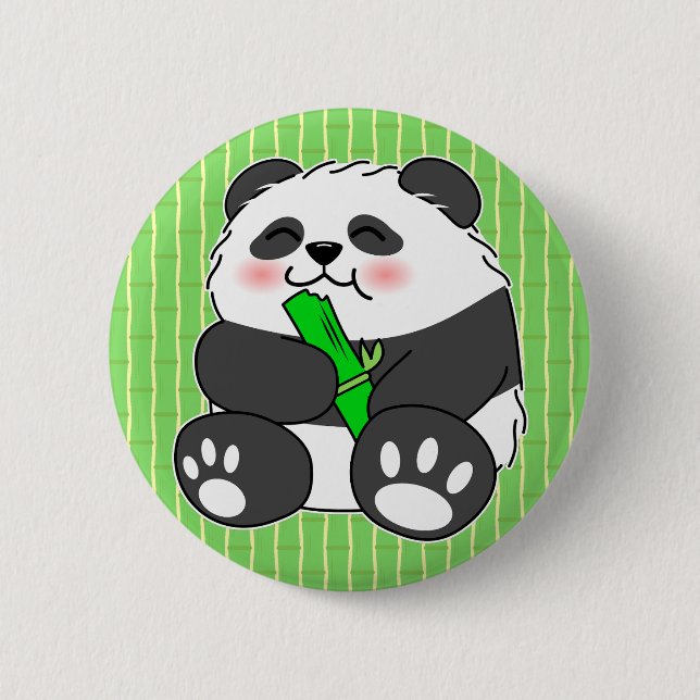 Chapa Redonda De 5 Cm Un bebé lindo Panda comiendo una caminata de bambú (Anverso)