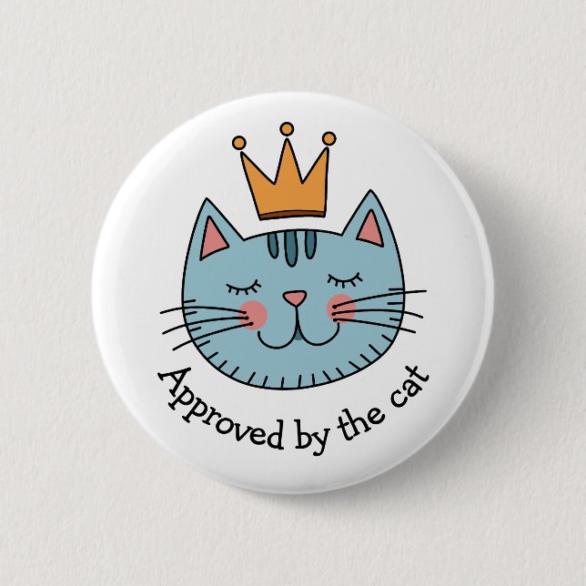 Chapa Redonda De 5 Cm Un Gato Azul Brillante Con Un Personalizado De La  (Anverso)