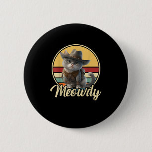 Chapa Redonda De 5 Cm Un Gato Cowboy Funny Mashup Meow Howdy Kitten Aver