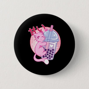 Chapa Redonda De 5 Cm Un gato divertido Boba Tea Bubble Tea Anime Kawaii