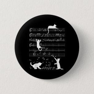 Chapa Redonda De 5 Cm Un Gato Gato Gato Gatito Jugando Música Clef Músic