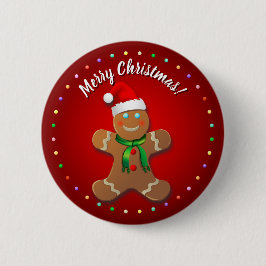 Chapa Redonda De 5 Cm Un Hombre De Gingerbread Divertido Con Gorra De Na