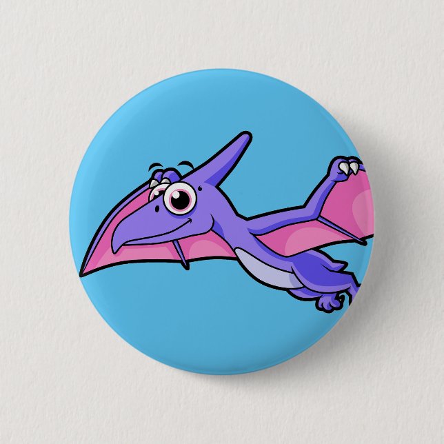 Chapa Redonda De 5 Cm Un Ilustracion Agradable De Un Pterodáctilo Volado (Anverso)