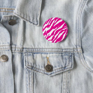 Chapa Redonda De 5 Cm Un intrincado patrón floral en rosa y blanco, arte