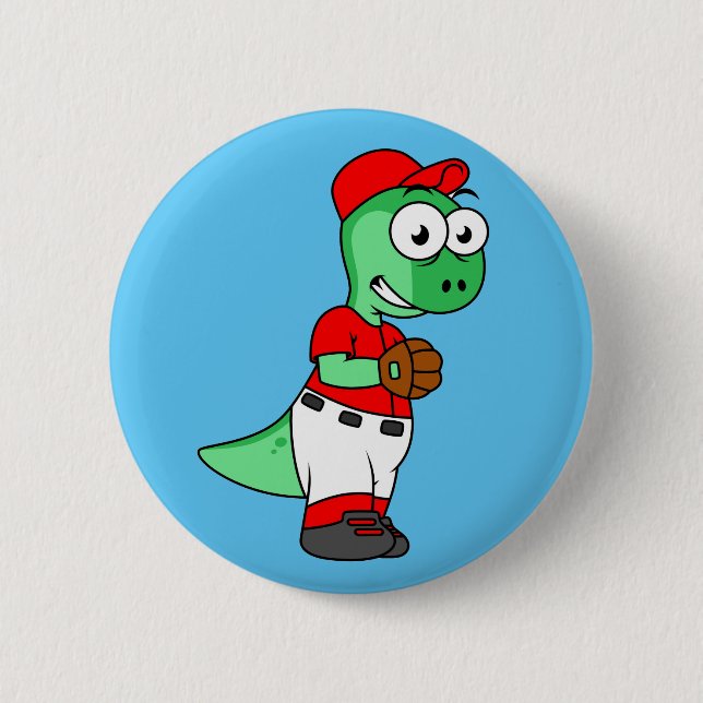Chapa Redonda De 5 Cm Un lanzador de béisbol paquicefalosaurio. (Anverso)
