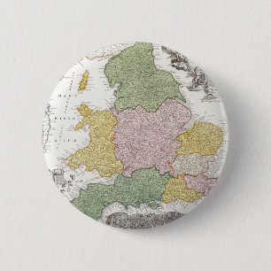 Chapa Redonda De 5 Cm Un mapa de Inglaterra el 1760