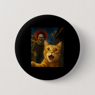 Chapa Redonda De 5 Cm Un Naranja gracioso Tabby Cat Selfie un Payaso esp