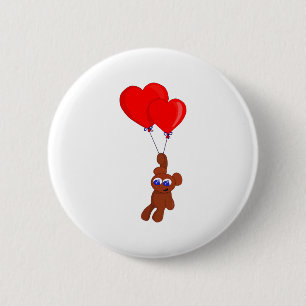 Chapa Redonda De 5 Cm Un Oso De Teddy Con Globos En Forma De Corazón