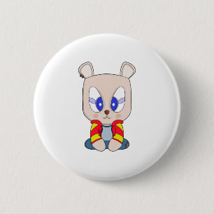 Chapa Redonda De 5 Cm Un oso lindo y elegante con una perforación en el 