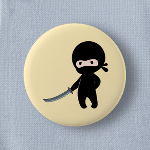 Chapa Redonda De 5 Cm Un pequeño Ninja enojado sobre el amarillo