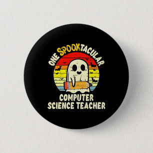Chapa Redonda De 5 Cm Un profesor de informática espeluznante de Hallowe