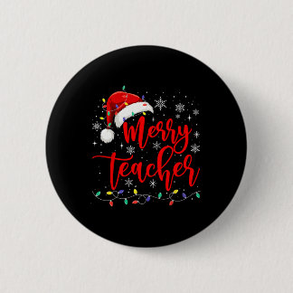 Chapa Redonda De 5 Cm Un profesor de merry ilumina la familia Red Santa