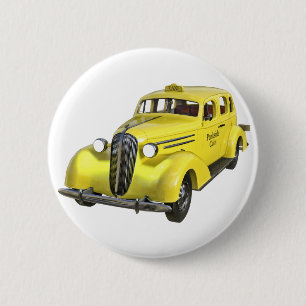 Chapa Redonda De 5 Cm Un taxi amarillo clásico