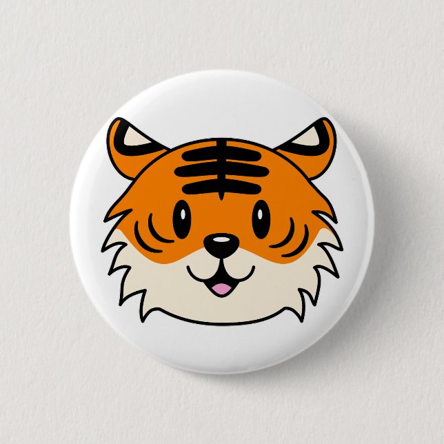 Chapa Redonda De 5 Cm Un tigre Personalizado sonriente y agudo (Anverso)