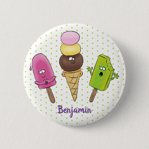 Chapa Redonda De 5 Cm Un trío de personalizado de helados de helado de s