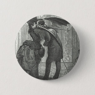 Chapa Redonda De 5 Cm Un Victorian del beso/un vampiro con alas gótico