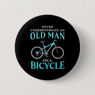 Chapa Redonda De 5 Cm Un Viejo En Bicicleta