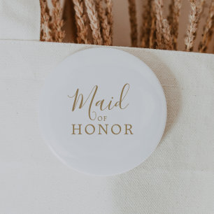 Chapa Redonda De 5 Cm Una doncella de oro minimalista con ducha de honor