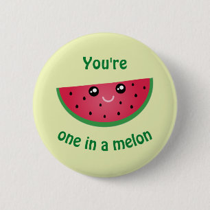 Chapa Redonda De 5 Cm Una en una melena divertida de melón kawaii