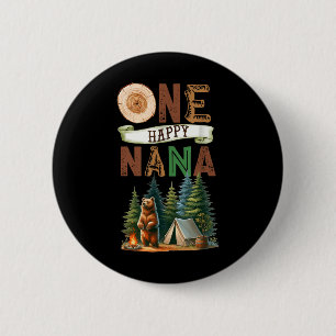 Chapa Redonda De 5 Cm Una feliz nana campista primera cumpleaños osito c