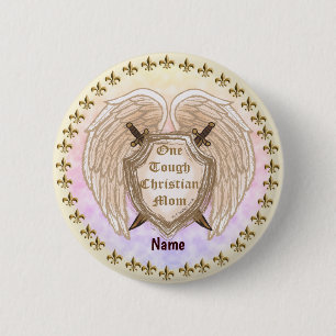 Chapa Redonda De 5 Cm Una madre cristiana dura personalizado