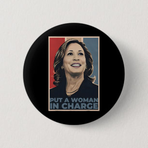 Chapa Redonda De 5 Cm Una Mujer A Cargo De Una Mujer Kamala Harris Por E
