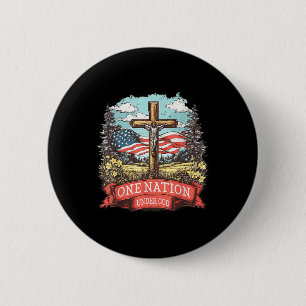 Chapa Redonda De 5 Cm Una Nación Bajo Dios Cruz Jesús Bandera De EE. UU.