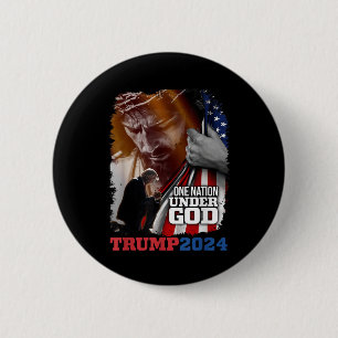 Chapa Redonda De 5 Cm Una nación bajo la presidencia de Dios Trump 2024