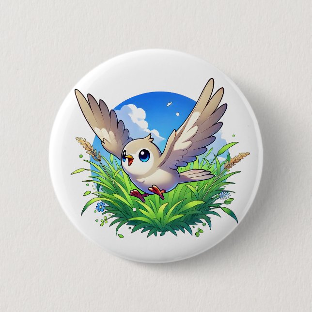 Chapa Redonda De 5 Cm Una paloma adorable se eleva sobre un campo (Anverso)