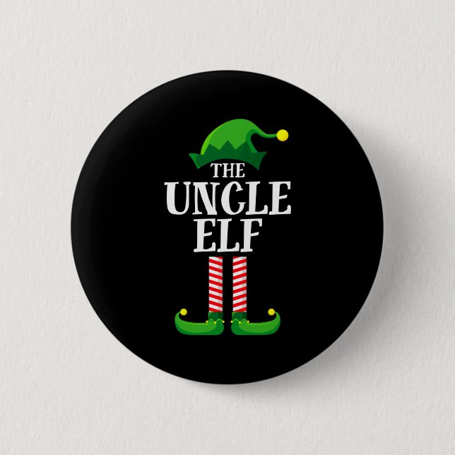 Chapa Redonda De 5 Cm Uncle Elf Matching Family Christmas Party Pajama  (Anverso)