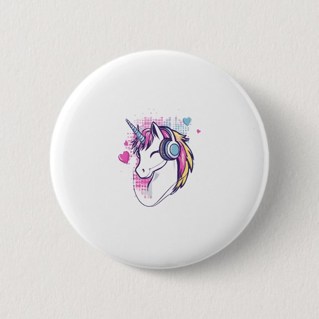 Chapa Redonda De 5 Cm Unicorn Gamer Girl (1) (Anverso)