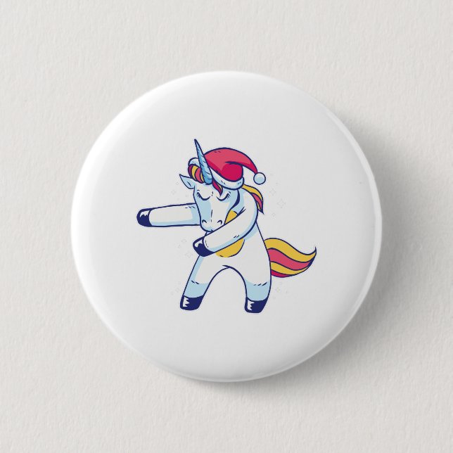 Chapa Redonda De 5 Cm Unicorn navidades (Anverso)