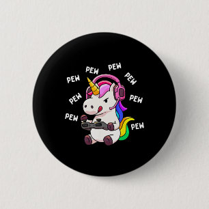 Chapa Redonda De 5 Cm Unicorn Pew Pew Unicornios Lover Video Game Gamer
