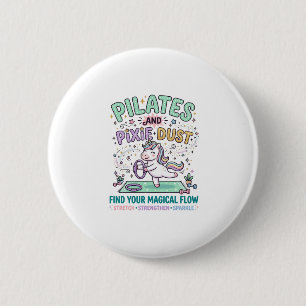 Chapa Redonda De 5 Cm Unicorn Pilates y polvo de hadas tipografía negrit