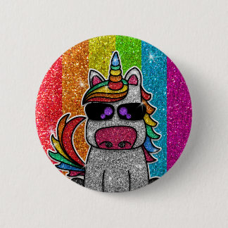 Chapa Redonda De 5 Cm Unicorn Purpurina arcoiris espumosamente LGBTQ