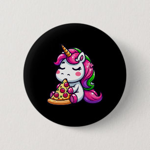Chapa Redonda De 5 Cm Unicornio Animal Comiendo Pizza Margherita Comida
