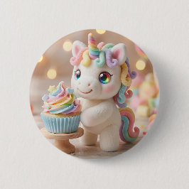 Chapa Redonda De 5 Cm Unicornio de Caramelo Pastel con Cupcake de Arcoír