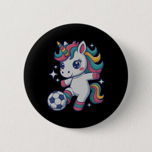 Chapa Redonda De 5 Cm Unicornio de fútbol divertido solo chica que ama j
