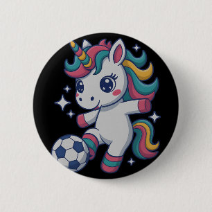 Chapa Redonda De 5 Cm Unicornio de fútbol divertido solo chica que ama j