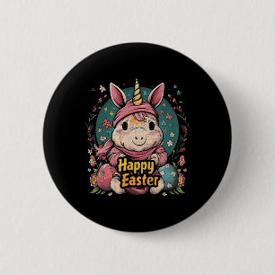 Chapa Redonda De 5 Cm Unicornio - Divertida Pascua Feliz - Huevos Niños