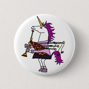 Chapa Redonda De 5 Cm Unicornio divertido que juega arte de las gaitas