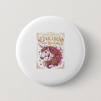 Chapa Redonda De 5 Cm Unicornio en Flor Diseño Elegante de Zazzle_1