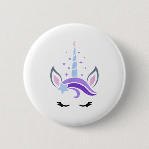 Chapa Redonda De 5 Cm Unicornio Face Eyelashes Celestial Moon Star Boho