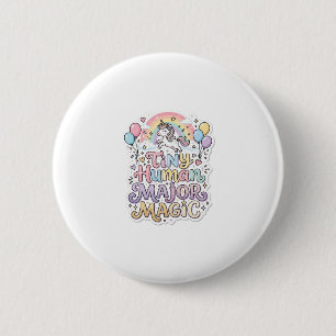 Chapa Redonda De 5 Cm Unicornio Humano Pequeño Magia Mayor Vector Premiu