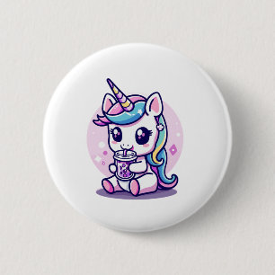 Chapa Redonda De 5 Cm Unicornio Kawaii comiendo Sopa de Fideos Ramen Grá