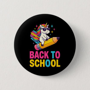 Chapa Redonda De 5 Cm Unicornio Lindo De Vuelta Al Colegio Primer Día De