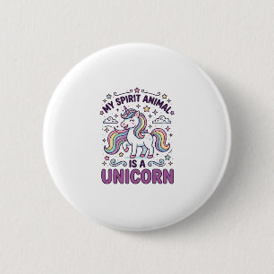 Chapa Redonda De 5 Cm Unicornio Mi animal espiritual es un unicornio Tip